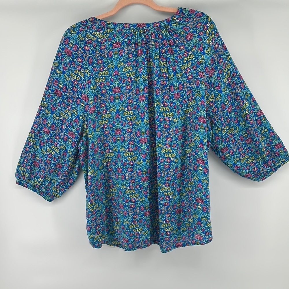 Adrienne Vittadini Blue, Pink & Yellow Floral Relaxed Plus Sz Blouse Sz 2x - Picture 8 of 10